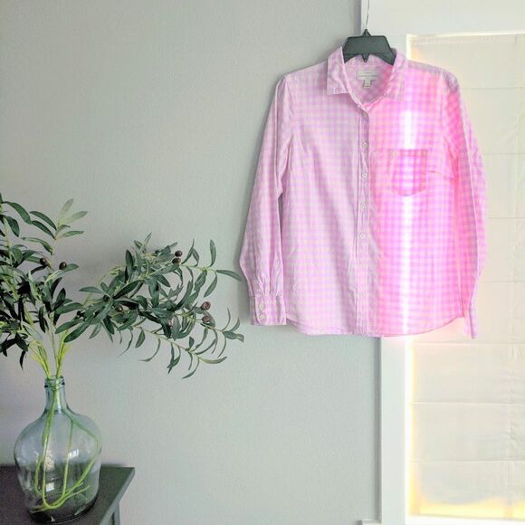 Purple J. Crew Gingham Boy Fit Shirt - Picture 1 of 6